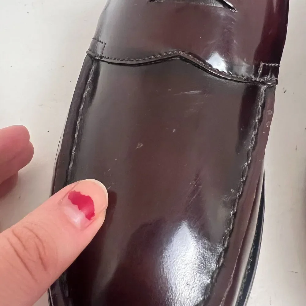 King's Court Burgundy Patent Leather Penny Loafers Size 15M